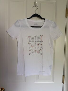 J. Crew White Short Sleeve Cocktail Graphic Tee